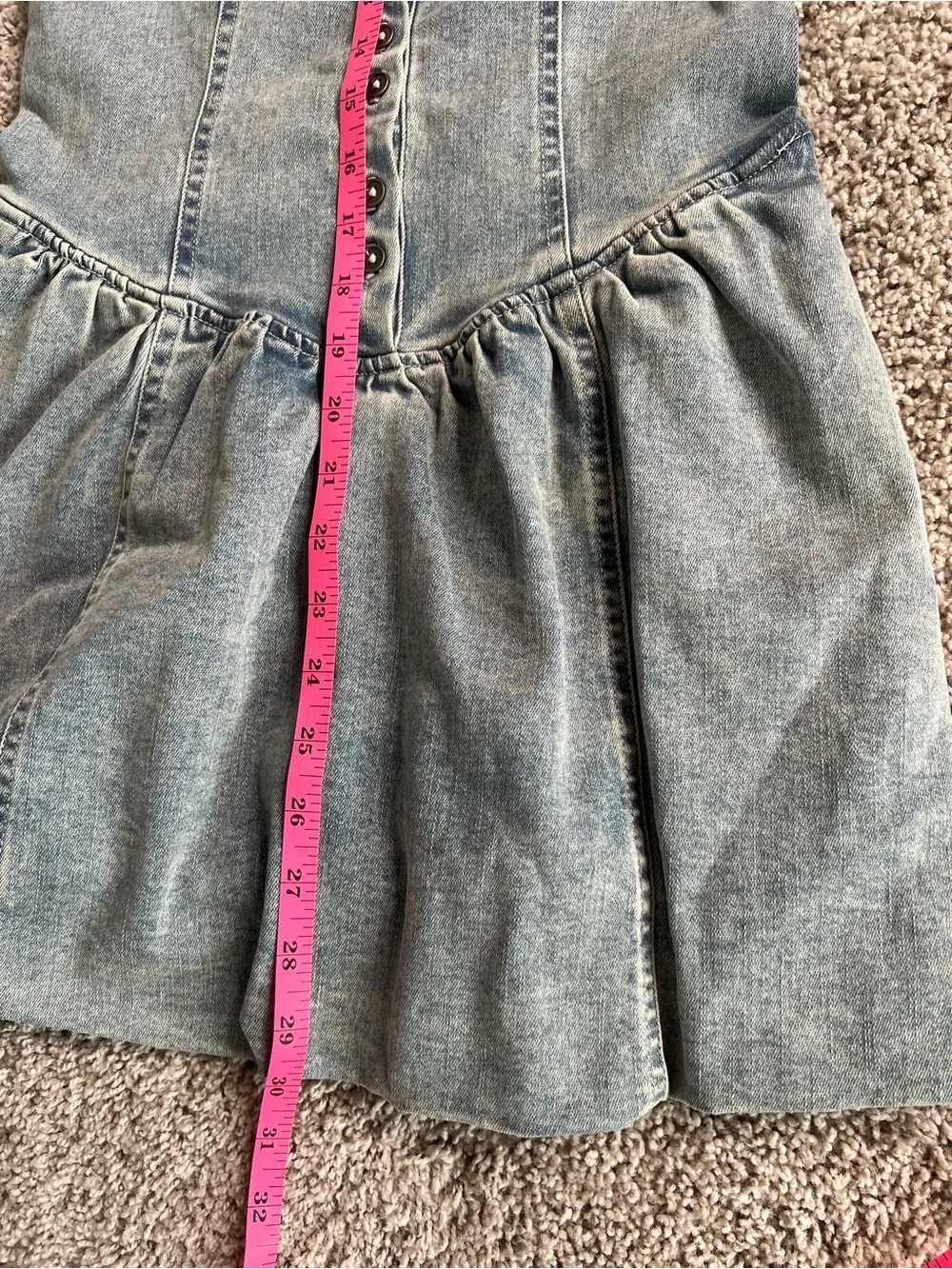 Free People Roadhouse Denim Mini Dress XS NWT Boho Button Front Fit Flare - Picture 6 of 6